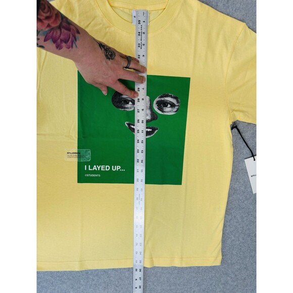 Students Golf Men's T-Shirt “I Layed Up”  Tee - Size Small Yellow Green Face NWT - Picture 3 of 9